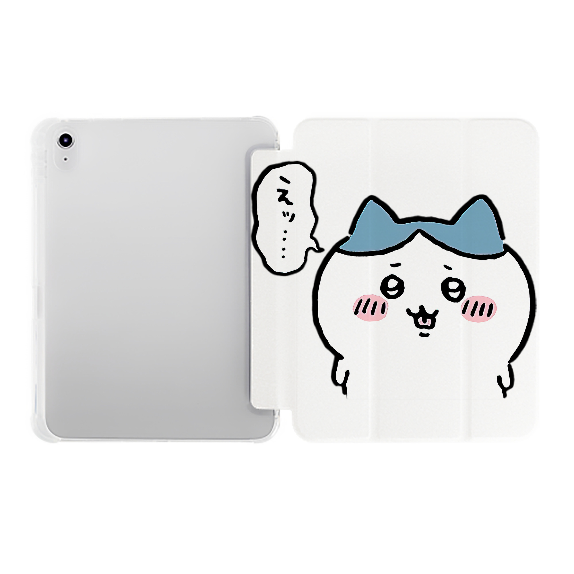 （画像用） ちいかわ ハチワレ Chii-kawa hachiware IPad ケース ペン収納付き 三つ折りスタンド PUレザー×シリコン 対応機種9.5/10.5/10.9インチ